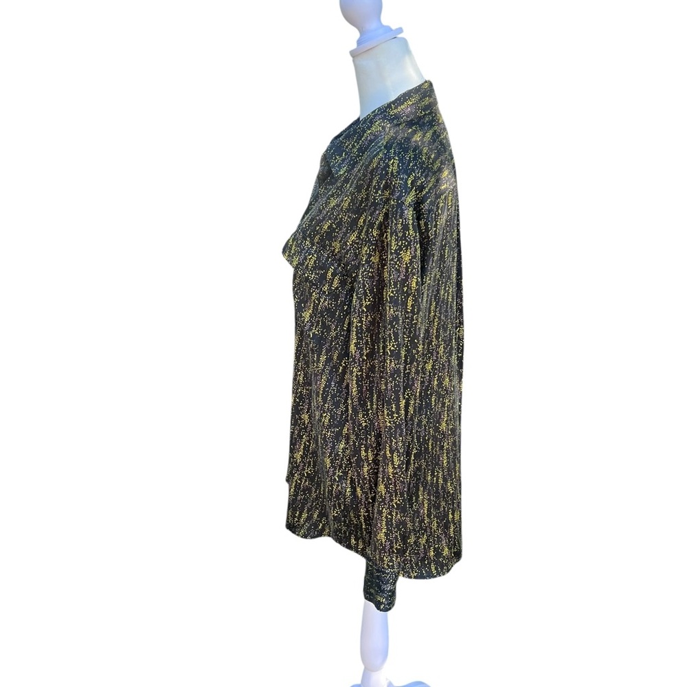 Equipment Black And Yellow Patterned Button Down … - image 3